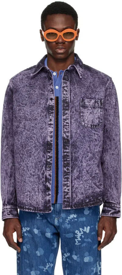 Shop Marni Purple Button Denim Shirt In Mmc61 Light Orchid