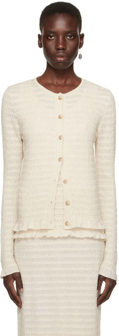 Shop Lauren Manoogian Off-white Smocked Cardigan In H01 Hessian