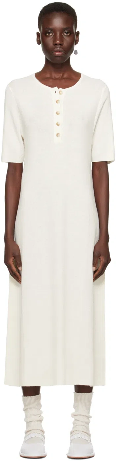 Shop Lauren Manoogian Off-white Rib Henley Maxi Dress In B07 Bone