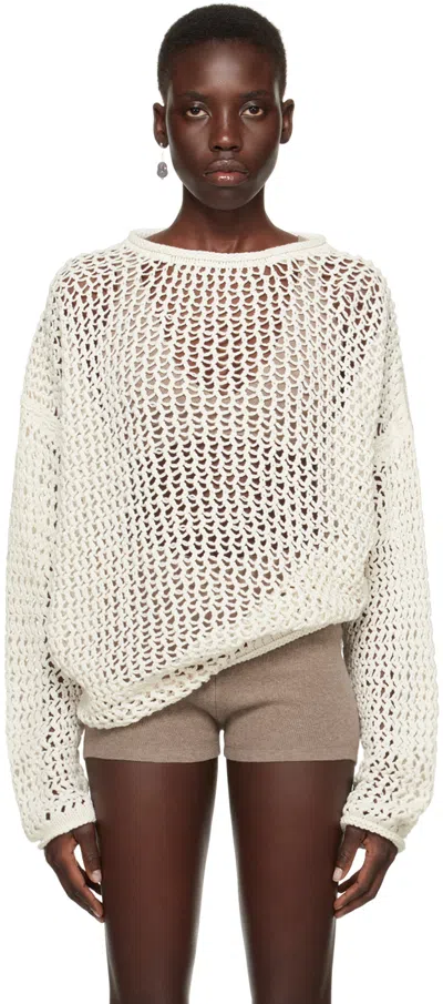 Shop Lauren Manoogian Off-white Big Net Sweater In B07 Bone