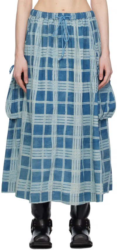Shop Story Mfg. Blue Salt Maxi Skirt In Indigo Check
