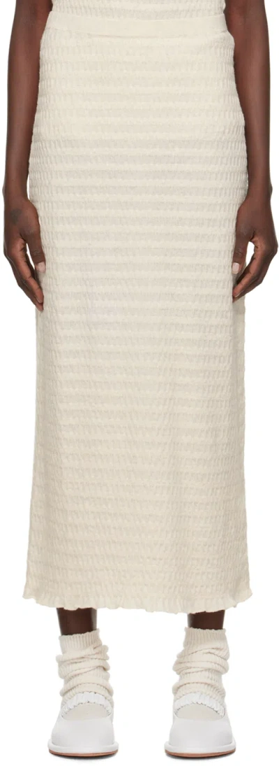 Shop Lauren Manoogian Off-white Smocked Maxi Skirt In H01 Hessian
