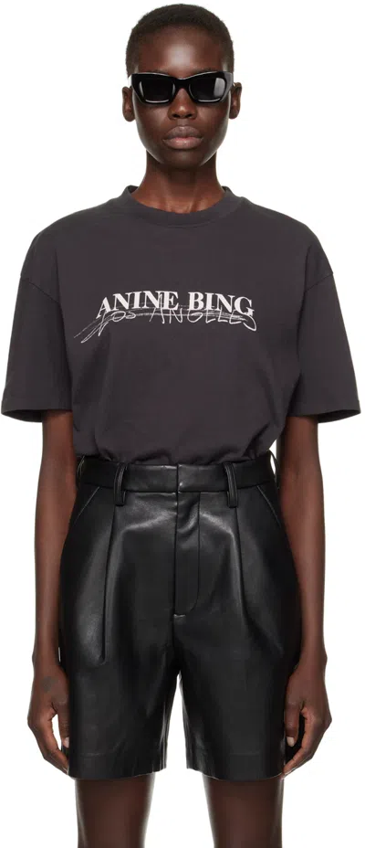Shop Anine Bing Black Walker Doodle T-shirt