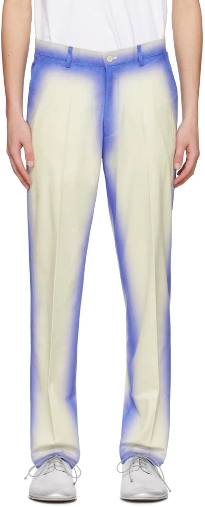 Shop Kidsuper Blue & White Gradient Faux-leather Trousers