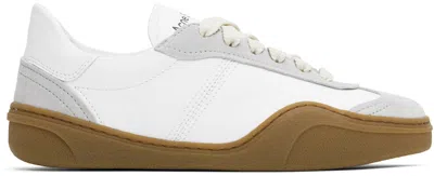 Shop Acne Studios White & Gray Lace-up Sneakers In Ao0 White/brown