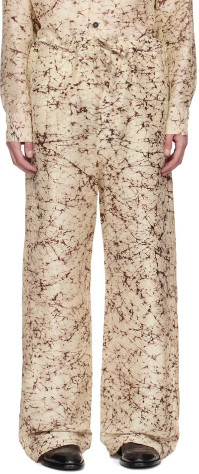 Shop Airei Beige Printed Trousers In Natural