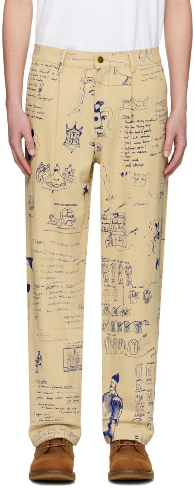 Shop Kidsuper Beige Doodles Jeans In Tan