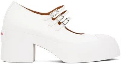 Shop Marni White Pablo Triple-buckle Mary Jane Heels In 00w01 Lily White