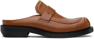 Shop Ader Error Brown Curve Mu03 Slip-on Loafers