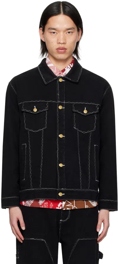 Shop Kidsuper Black Spread Collar Jacket