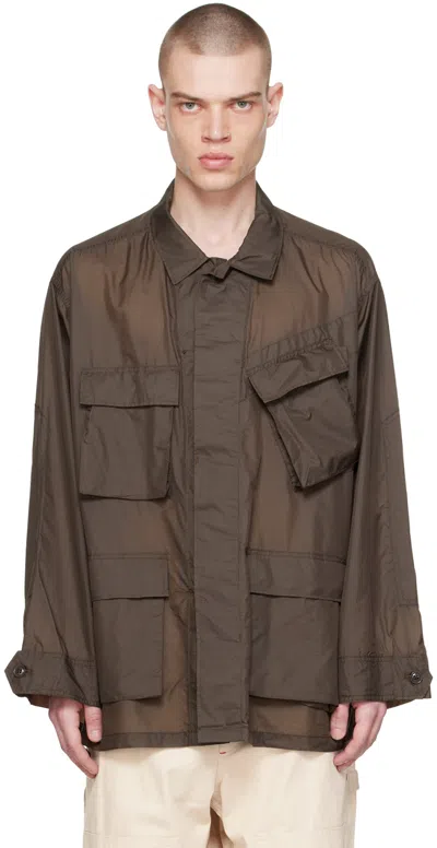 Shop Engineered Garments Brown Bdu Jacket In Kd018 A - Dk.brown N