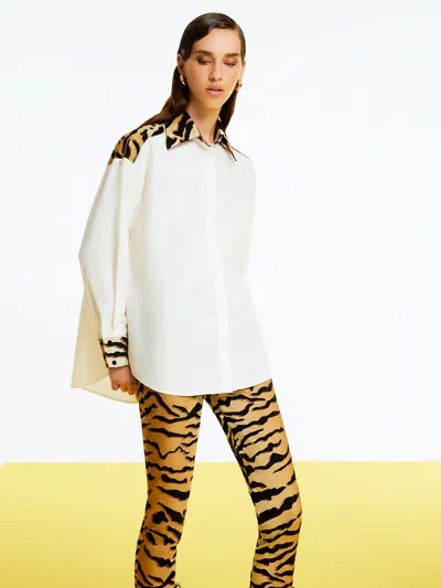 Shop Nocturne Tiger Print Shirt In White