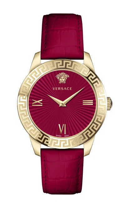 Shop Versace Women's Greca Signature 38mm Quartz Watch In Red