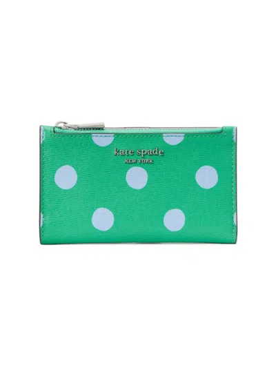 Shop Kate Spade Women's Morgan Sunshine Dot Leather Bifold Wallet In Candy Grass