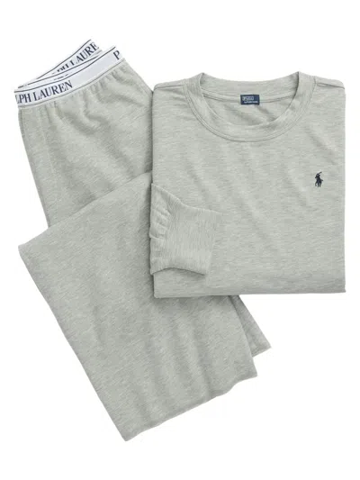 Shop Polo Ralph Lauren Women's Club Terry 2-piece Sweatshirt & Wide-leg Pants Set In Heather Grey