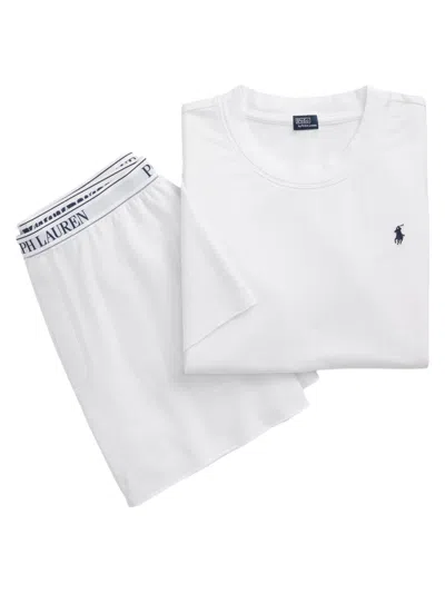 Shop Polo Ralph Lauren Women's Club Terry 2-piece T-shirt & Shorts Set In White Cloud