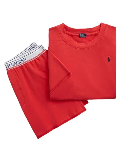Shop Polo Ralph Lauren Women's Club Terry 2-piece T-shirt & Shorts Set In Starboard Red