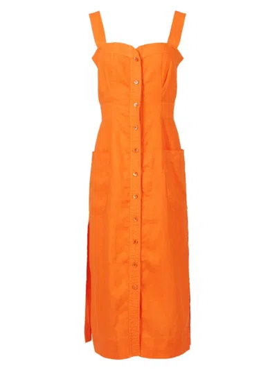 Shop Equipment Women's Josefina Sweetheart-neck Midi-dress In Celosia Orange