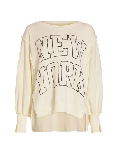 Shop Free People Women's Camden Graphic Sweatshirt In Cloud Combo New York