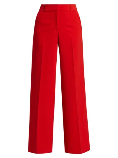 Shop Aknvas Women's Elin Crepe Straight-leg Pants In Red