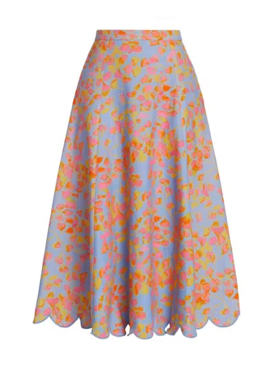 Shop Amur Women's Falynn Floral Scallop Maxi Skirt In Painted Scaevola