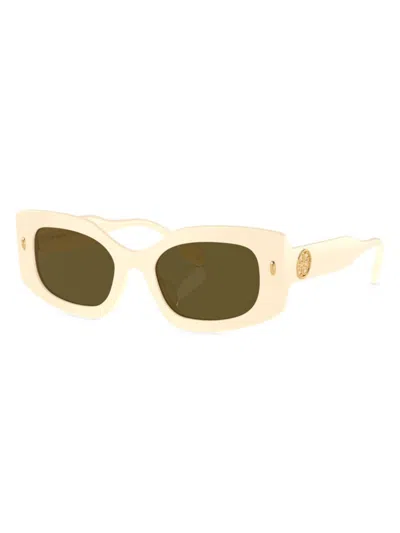 Shop Tory Burch Women's 0ty7202u 50mm Rectangular Sunglasses In Cream Olive Green