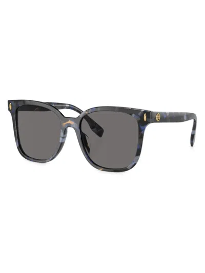 Shop Tory Burch Women's Thin Miller 53mm Square Sunglasses In Blue Havana Dark Grey