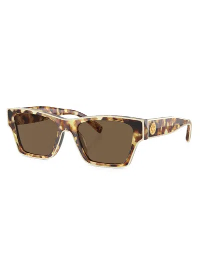 Shop Tory Burch Women's 0ty7207u 53mm Rectangular Sunglasses In Blonde Havana Ivory Brown