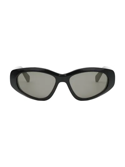 Shop Celine Men's Monochroms 57mm Geometric Sunglasses In Shiny Black Smoke