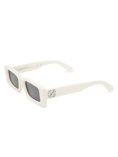 Shop Off-white Men's Arthur 51mm Rectangular Sunglasses In White Grey
