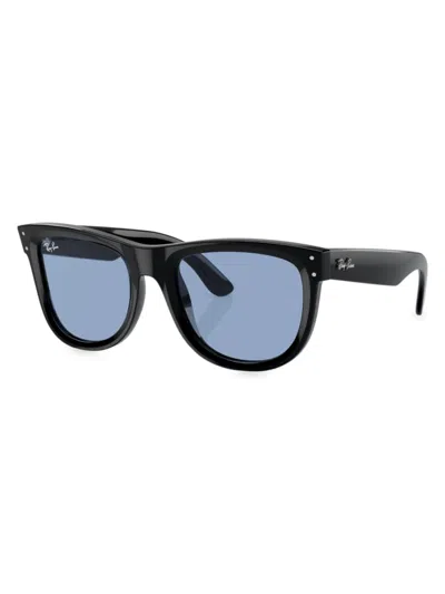 Shop Ray Ban Men's Rbr0502s 53mm Square Sunglasses In Black Sky Blue