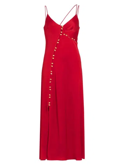 Shop Aje Women's Abstraction Riddle Satin Asymmetric Maxi Dress In Scarlet Red