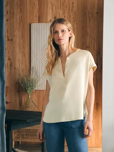 Shop Faherty Sandwashed Silk Desmond Top In Pearled Ivory