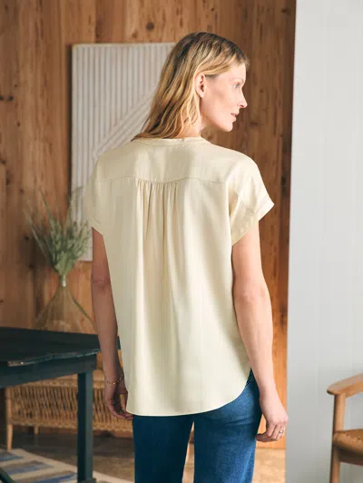 Shop Faherty Sandwashed Silk Desmond Top In Pearled Ivory