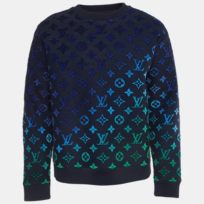 Pre-owned Louis Vuitton Navy Blue Knit Gradient Monogram Fil Coup Sweatshirt M