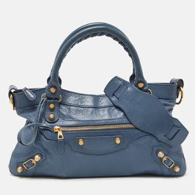 Pre-owned Balenciaga Atlantique Leather Classic First Tote In Blue
