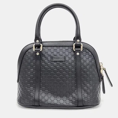 Pre-owned Gucci Ssima Mini Dome (449654) Crossbody Bag In Black