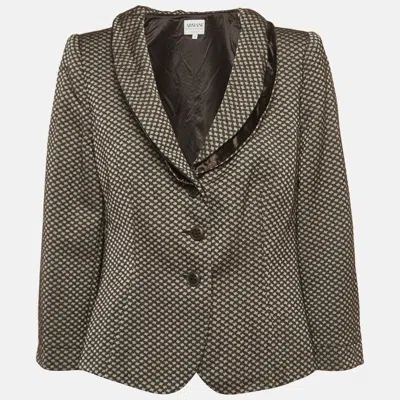 Pre-owned Armani Collezioni Vintage Brown Jacquard Single Breasted Blazer Xl