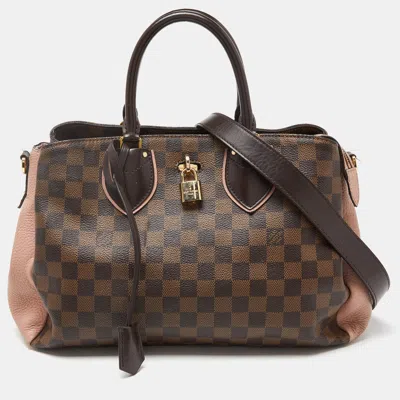 Pre-owned Louis Vuitton Damier Ebene Canvas And Leather Normandy Bag In Brown