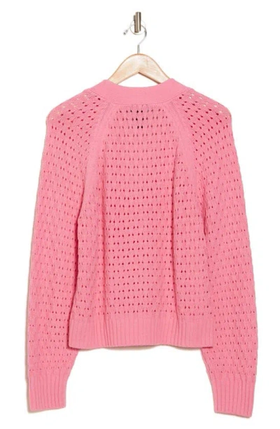 Shop Design History Open Knit Cardigan In Pink