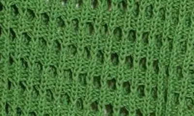 Shop Design History Crochet Short Sleeve Button-up Sweater In Basil