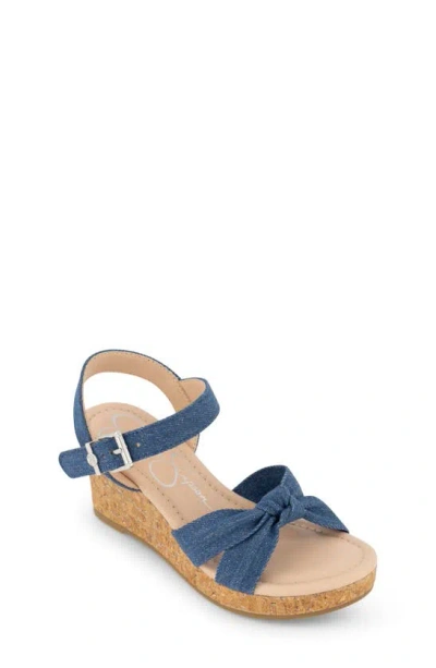 Shop Jessica Simpson Kids' Asha Ankle Strap Wedge Sandal In Denim