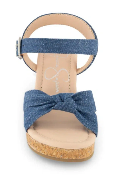 Jessica Simpson Little And Big Girls Asha Knot Sparkly Cork Wedge Sandals In Denim