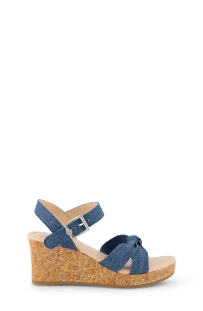 Jessica Simpson Little And Big Girls Asha Knot Sparkly Cork Wedge Sandals In Denim