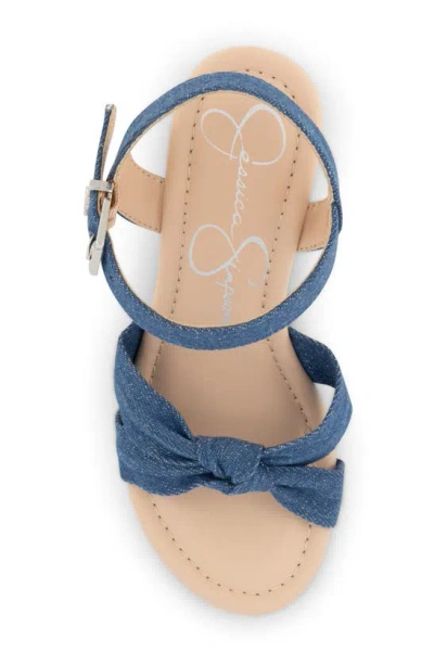 Jessica Simpson Little And Big Girls Asha Knot Sparkly Cork Wedge Sandals In Denim