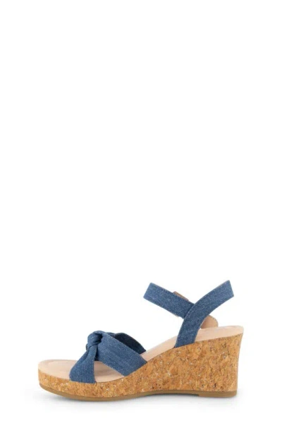 Jessica Simpson Little And Big Girls Asha Knot Sparkly Cork Wedge Sandals In Denim