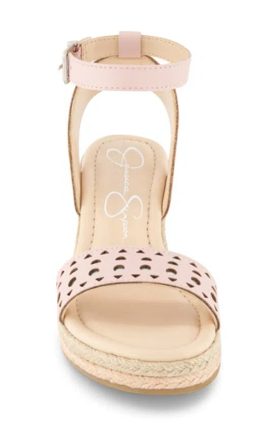 Shop Jessica Simpson Kids' Asha Ankle Strap Wedge Sandal In Blush