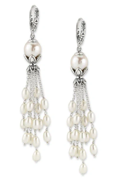Shop Samuel B. Sterling Silver & 18k Gold Pearl Chain Tassel Drop Earrings In White