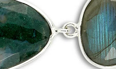 Samuel B. Sterling Silver Moss Agate & Labradorite Drop Earrings In Multi