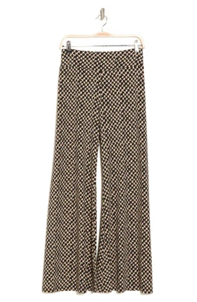 Shop Philosophy By Rpublic Clothing Houndstooth Print Wide Leg Pants In Black/ Beige Houndstooth